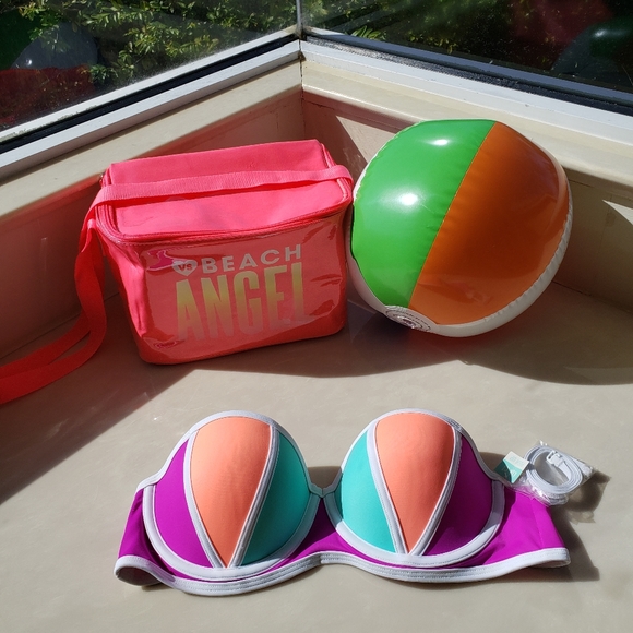 PINK Victoria's Secret Swimwear Bundle Push Up Top L + Itsy Bikini Bottom S NWT - Picture 3 of 16